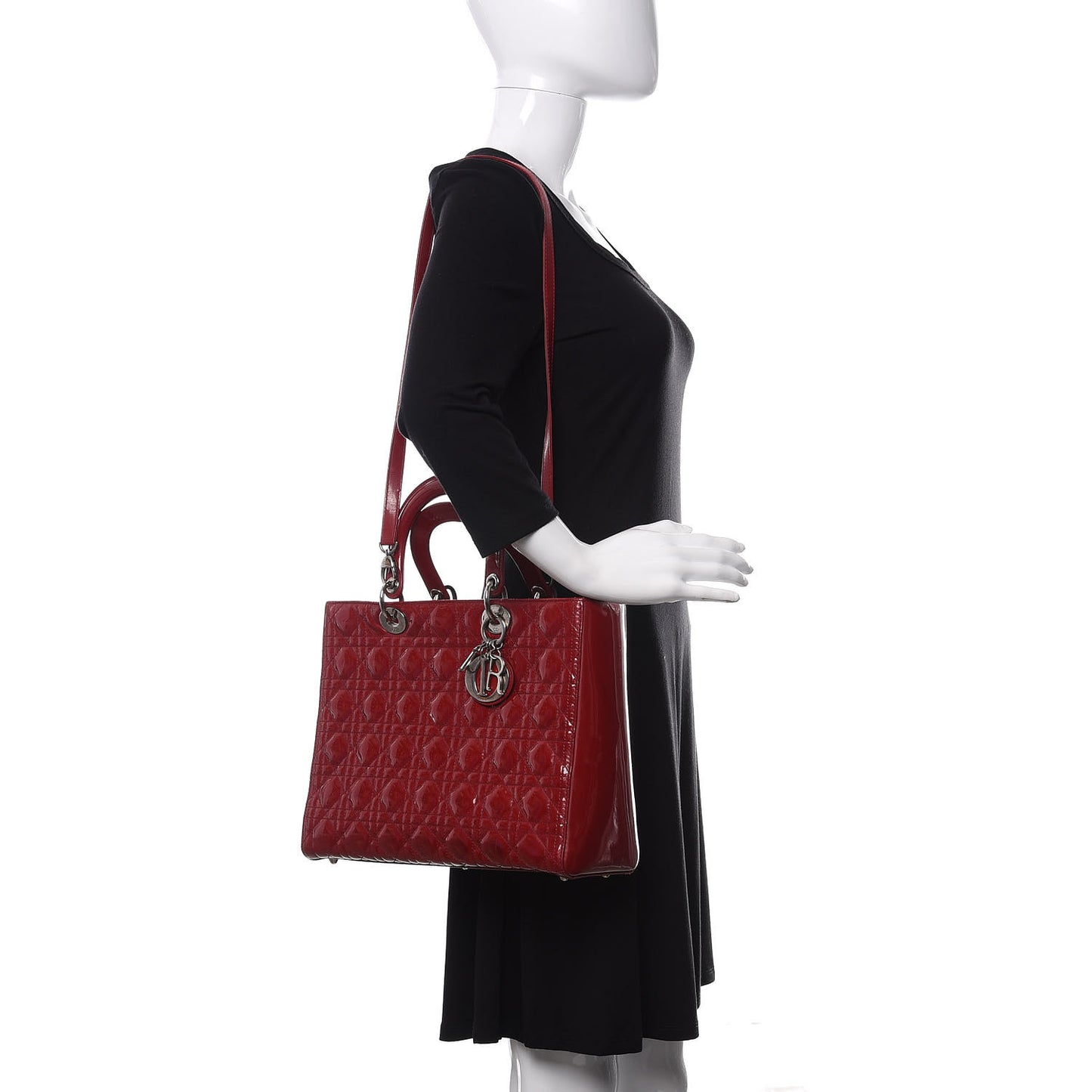 Patent Cannage Large Lady Dior Red