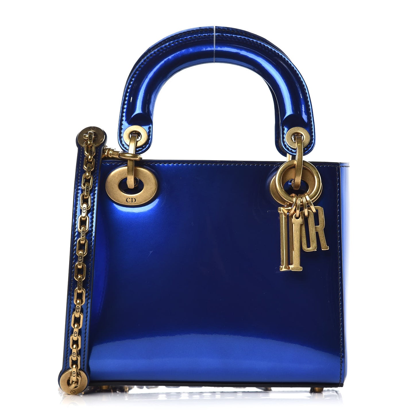 Glazed Calfskin Mini Lady Dior Blue