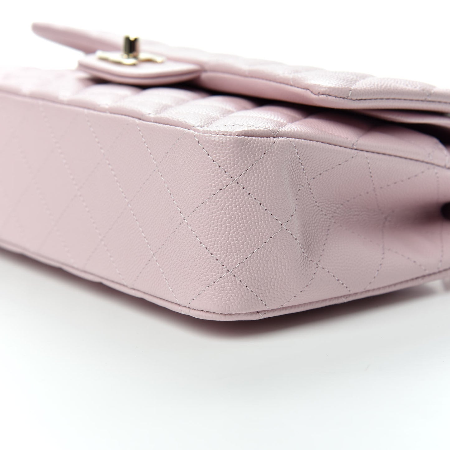 Caviar Quilted Medium Double Flap Light Pink