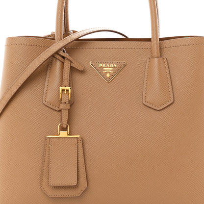 Prada Saffiano Cuir Small Double Bag Caramel 7 of 9