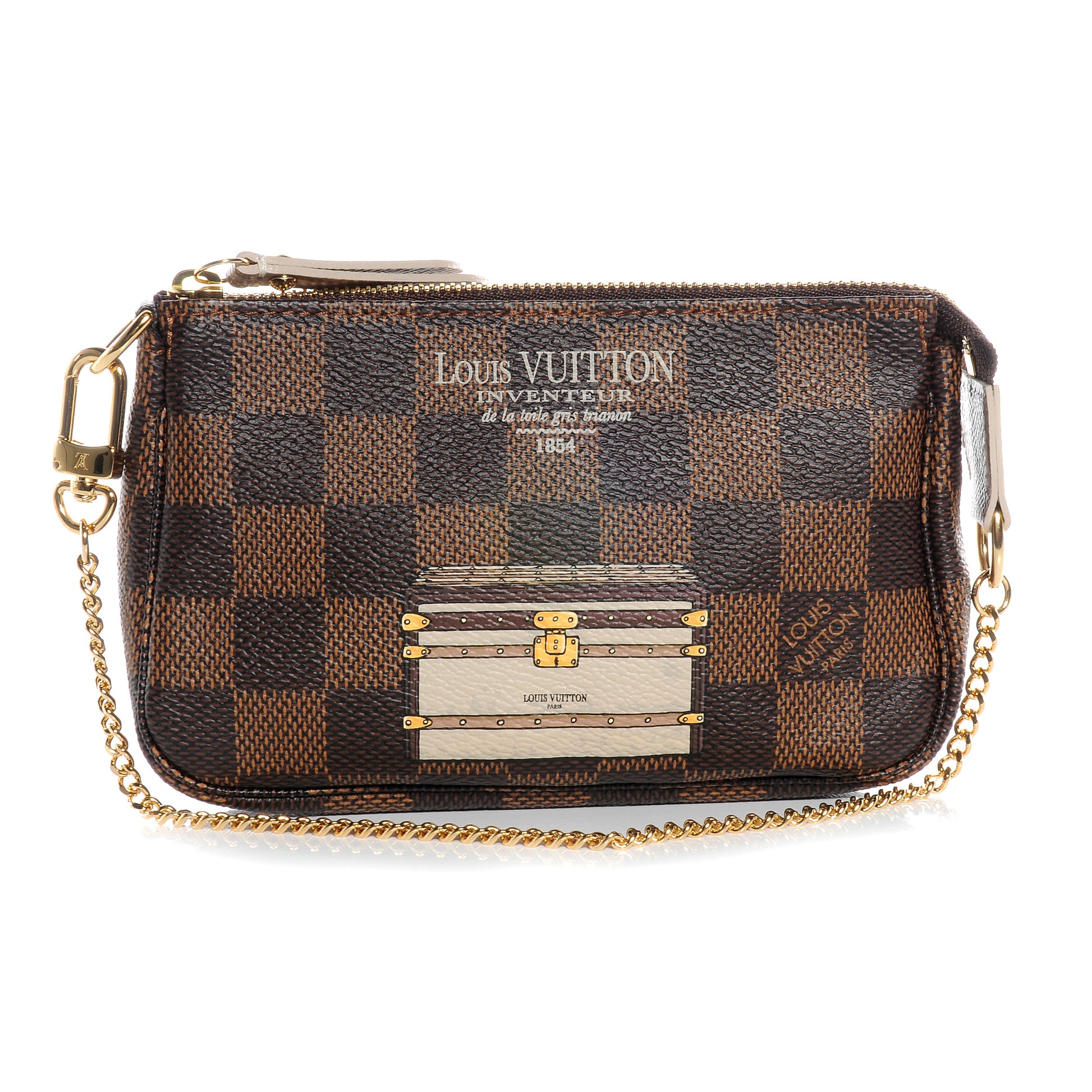 Louis Vuitton Damier Ebene Trunks and Locks Mini Pochette Accessories 1 of 8