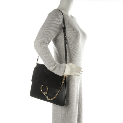 Chloe Suede Calfskin Medium Faye Shoulder Bag Black 2 of 8