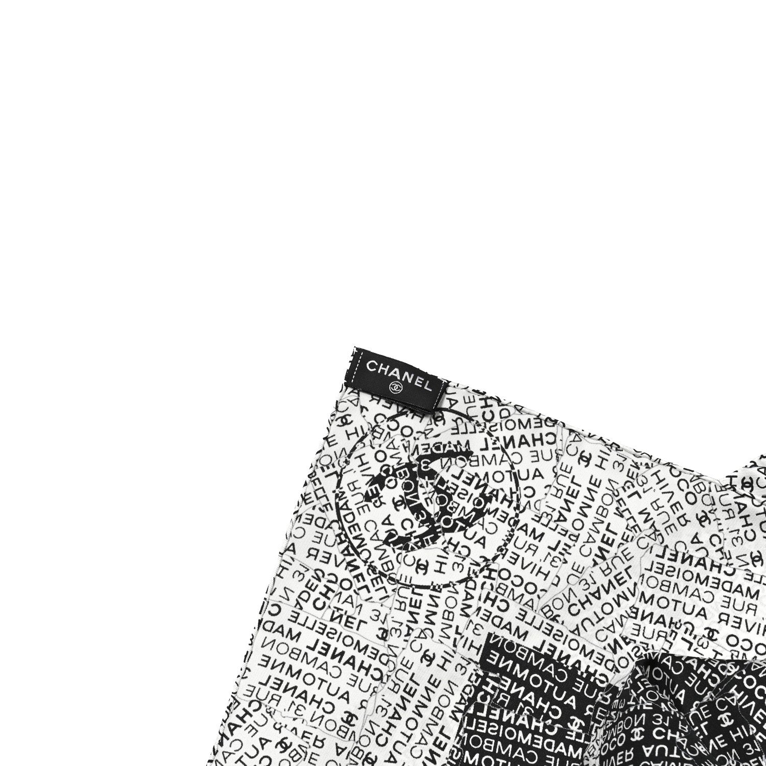 Chanel Silk CC Logo Scarf Black White 3 of 3