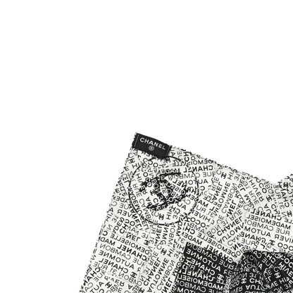 Chanel Silk CC Logo Scarf Black White 3 of 3