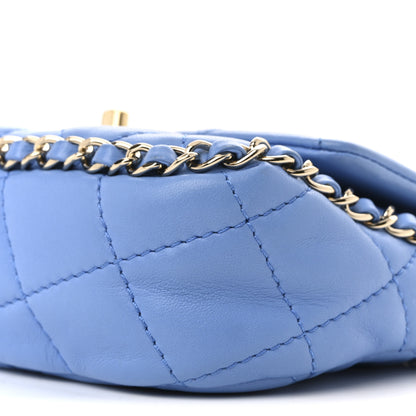 Chanel Lambskin Enamel Quilted Small Chain Frame Flap Blue 10 of 11