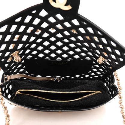 Chanel Metallic Lambskin Sea Through Flap Gold Black 6 of 12