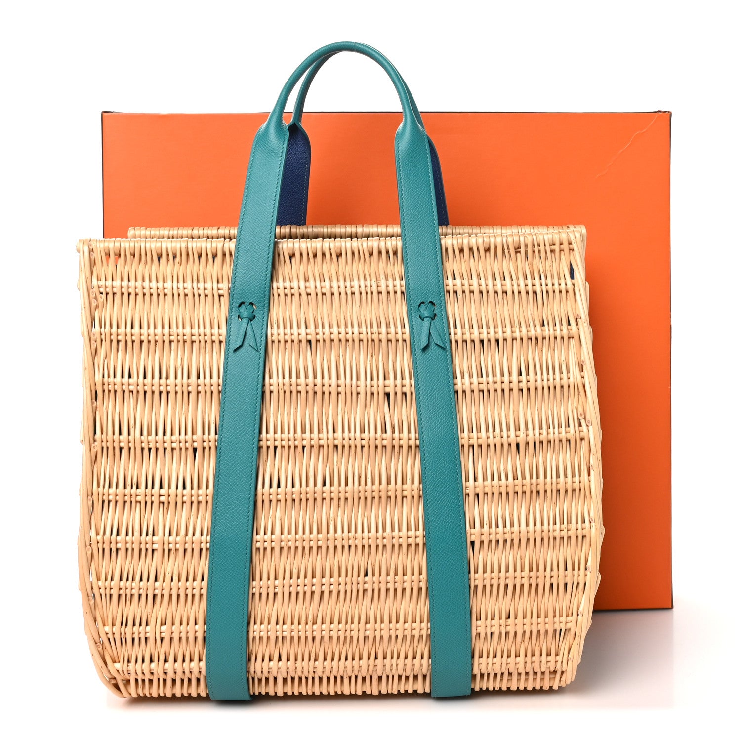 Hermes Epsom Wicker Basket Bag GM Vert Verone Naturel 1969682