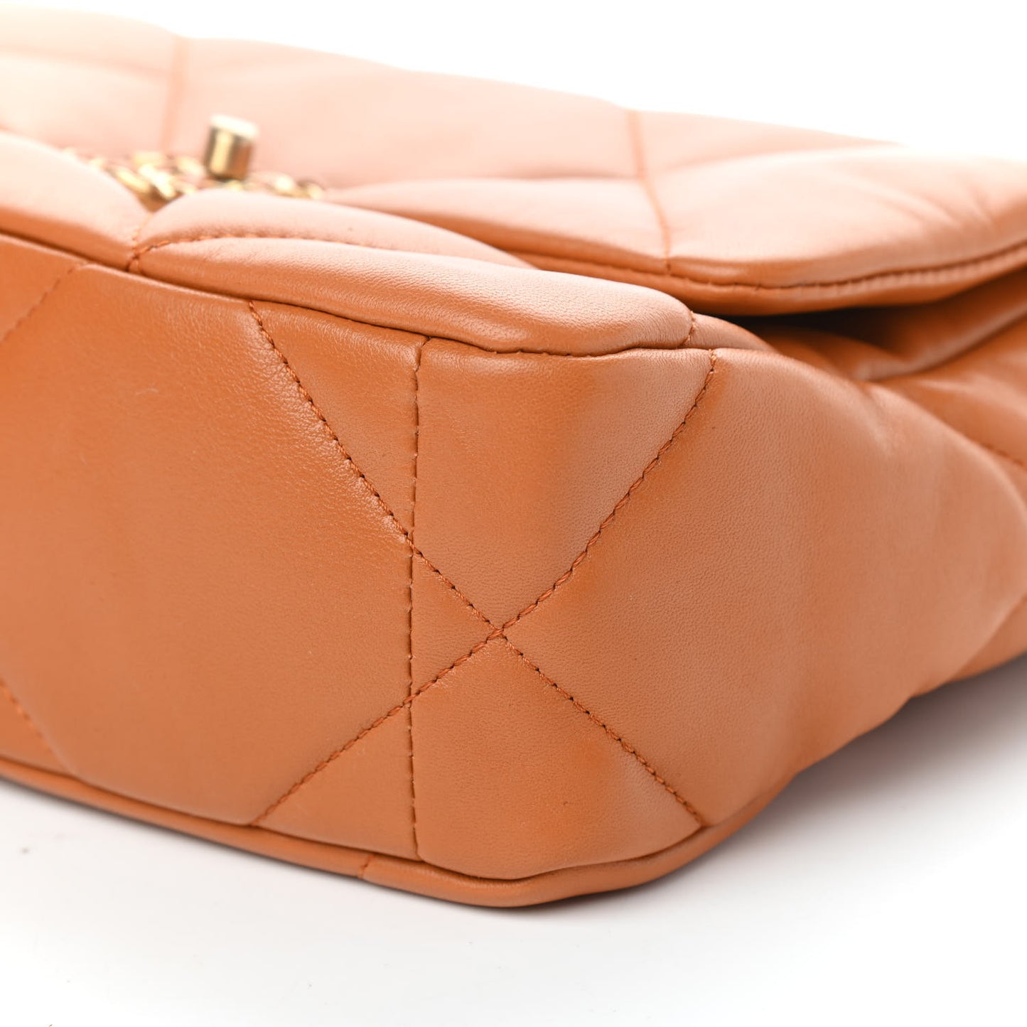 Lambskin Quilted Medium Chanel 19 Flap Light Brown