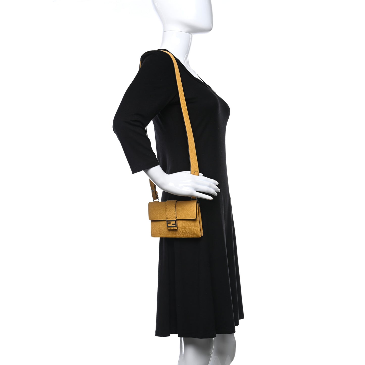 Cuoio Romano Selleria Baguette Belt Pouch Giallo Fendi