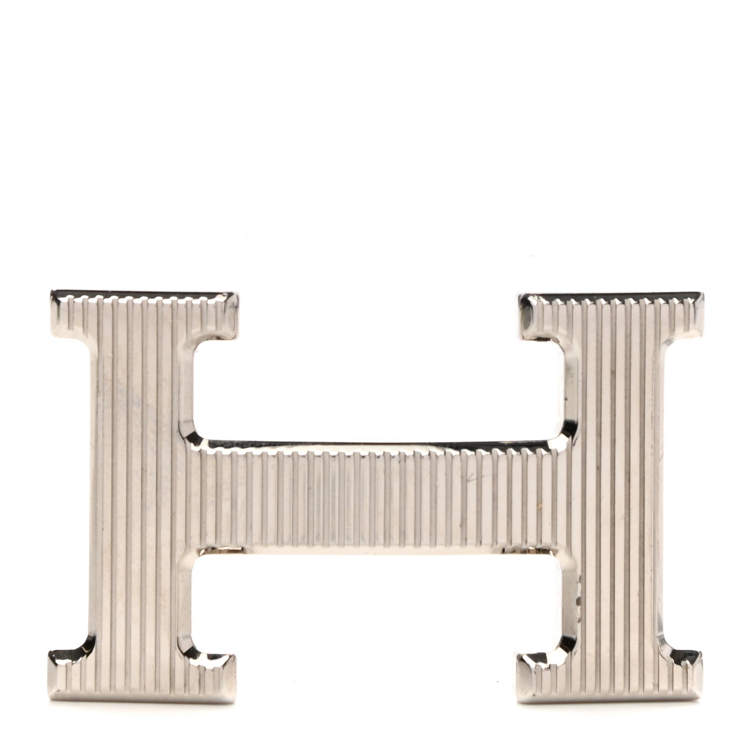 Hermes Palladium Strie 32mm H Belt Buckle 1 of 3
