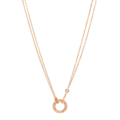 Cartier 18K Pink Gold 2 Diamond LOVE Necklace 1 of 5