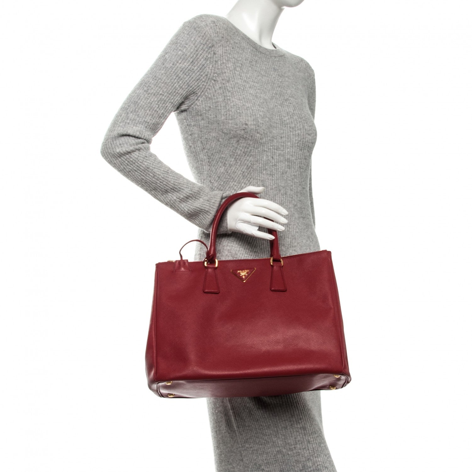 Prada Saffiano Large Galleria Double Zip Tote Fuoco 2 of 7
