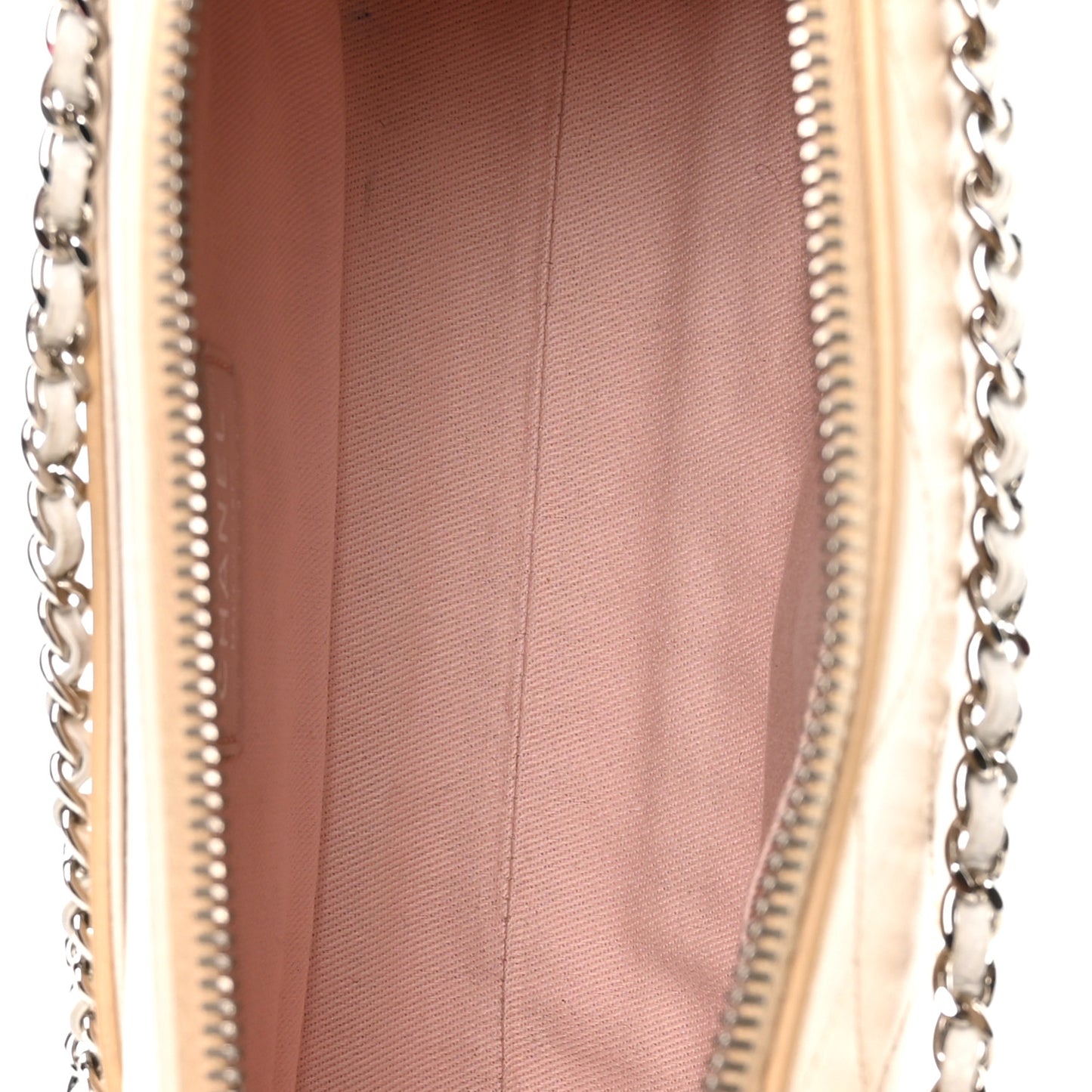 Caviar Goatskin Quilted Magnetic Camera Case Beige White