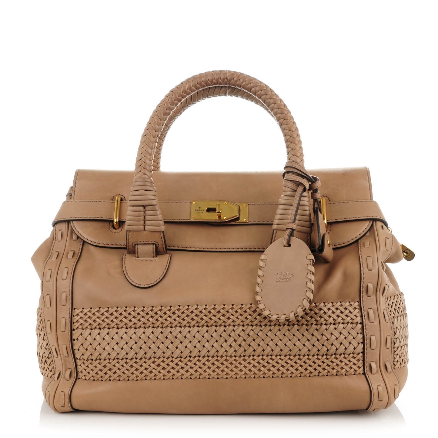 Leather Handmade Large Top Handle Bag Taupe