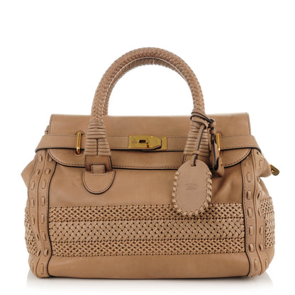 Gucci Leather Handmade Large Top Handle Bag Taupe 1 of 11