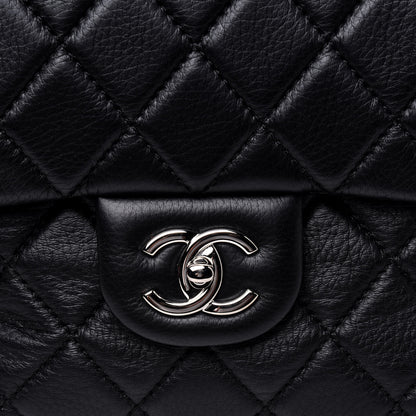 Chanel Washed Lambskin Quilted Bowler Flap Shoulder Bag Black 11 of 13