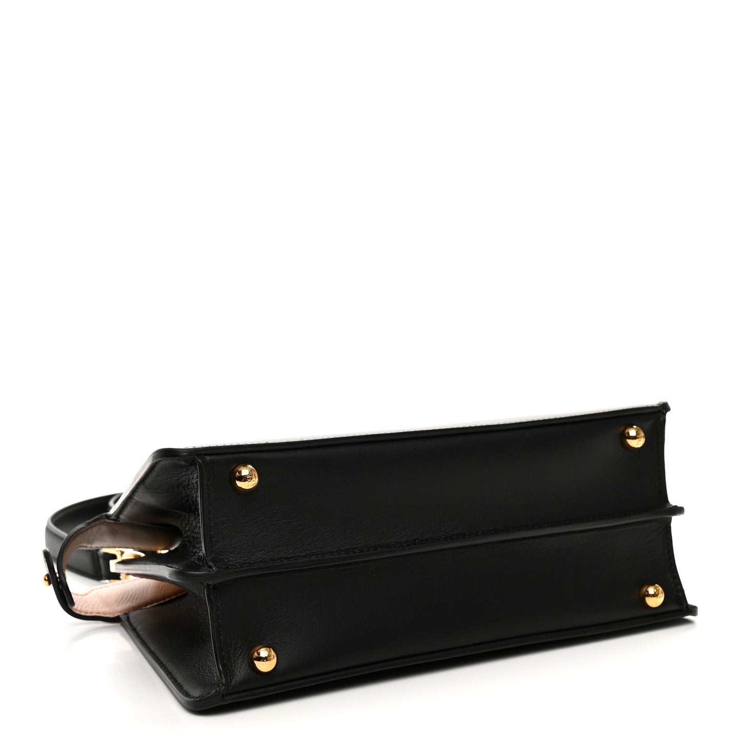 Vitello Seta Nappa Bi-Color Small Peekaboo I SEE U Satchel Black Light Rose Tortora