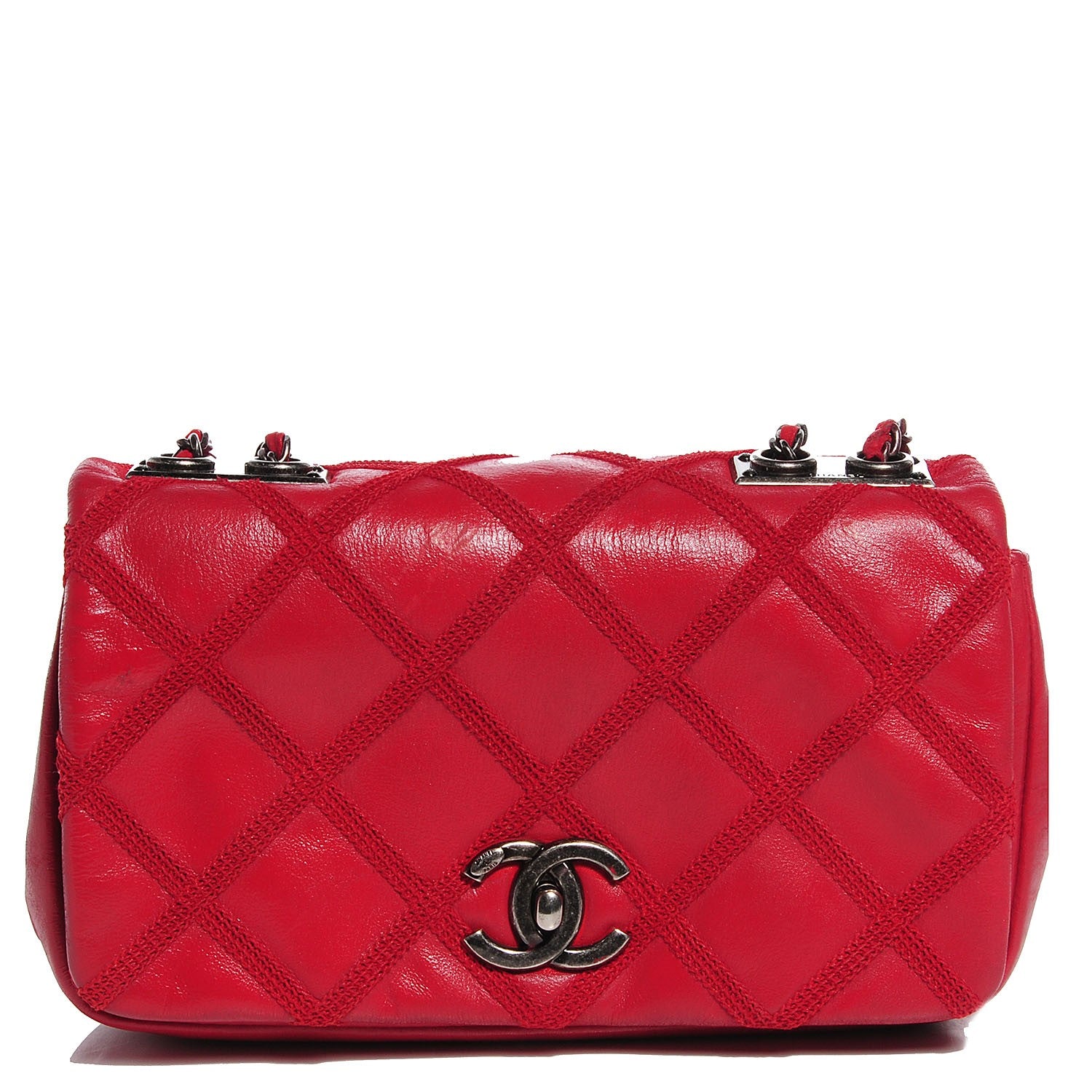 Chanel Iridescent Calfskin Diamond Embroidered Small Flap Red 1 of 10