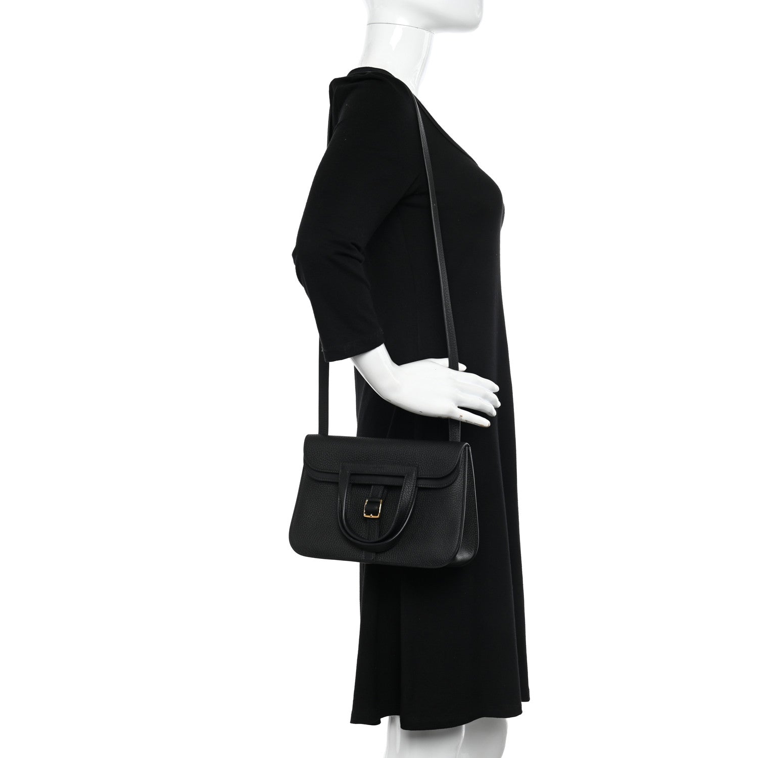 Hermes Taurillon Clemence Halzan 25 Black 2 of 10