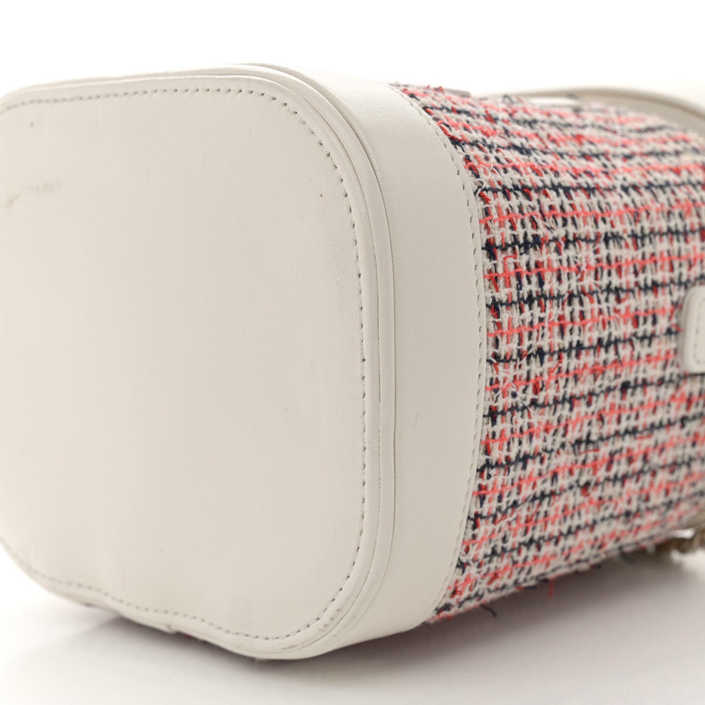 Tweed Lambskin Timeless Vanity Cosmetic Case White
