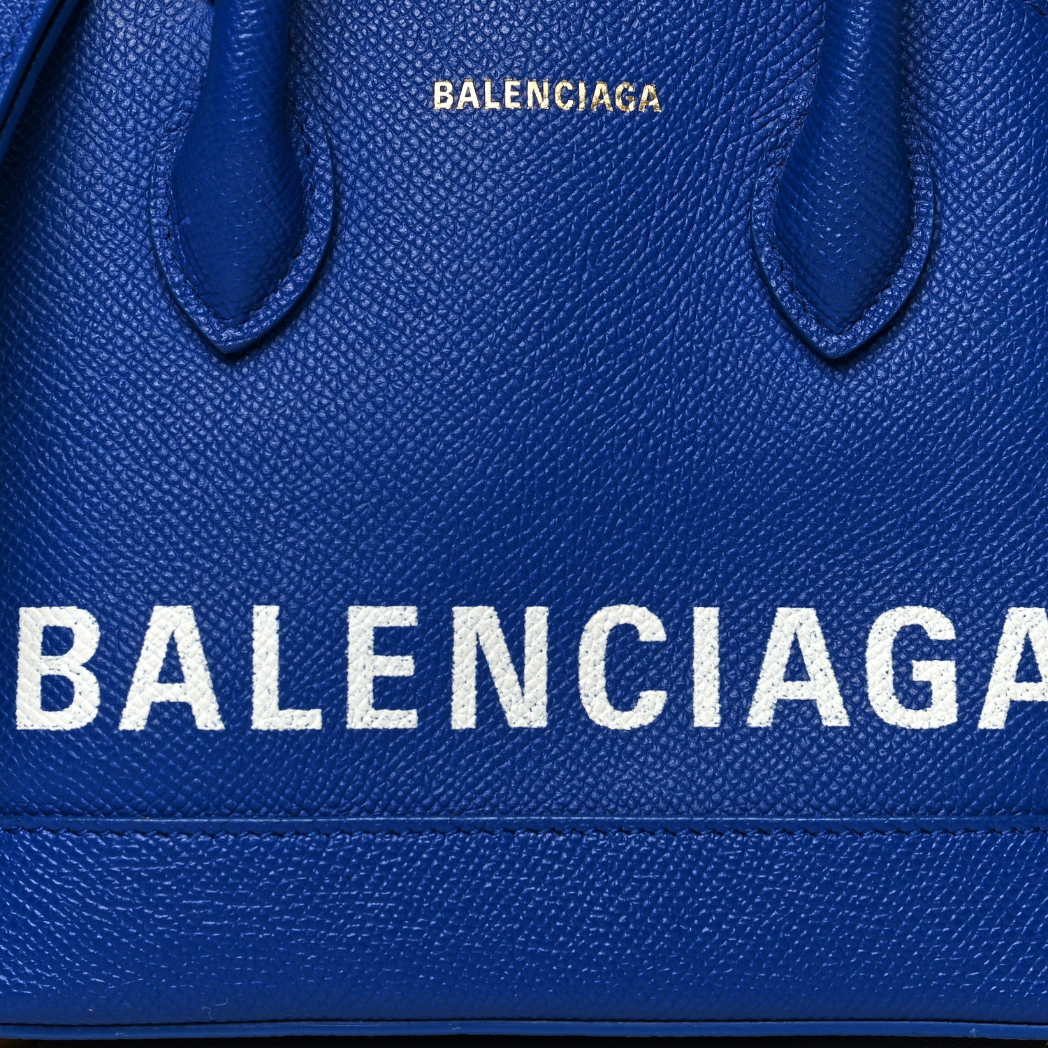 Balenciaga Signature Grained Calfskin Logo XXS Ville Top Handle Bag Bleu Roi White 8 of 10