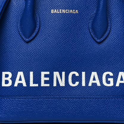 Balenciaga Signature Grained Calfskin Logo XXS Ville Top Handle Bag Bleu Roi White 8 of 10