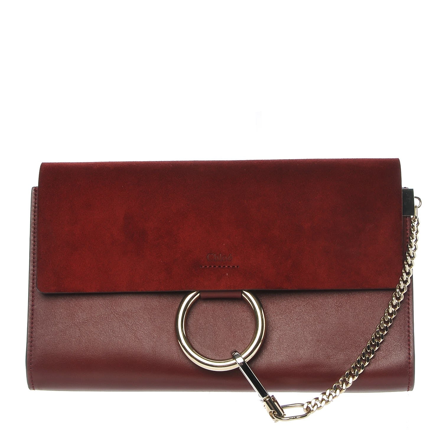 Chloe Suede Calfskin Faye Clutch Plum Purple 1 of 10