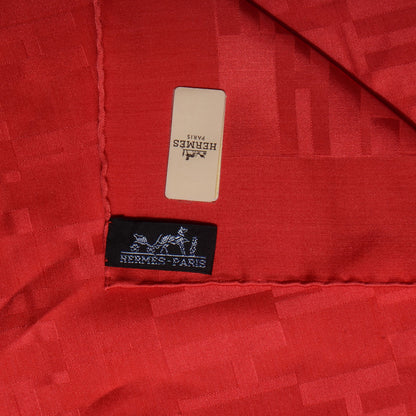 Hermes Silk Wool Faconnee Grand H Scarf Rouge Vif 4 of 5
