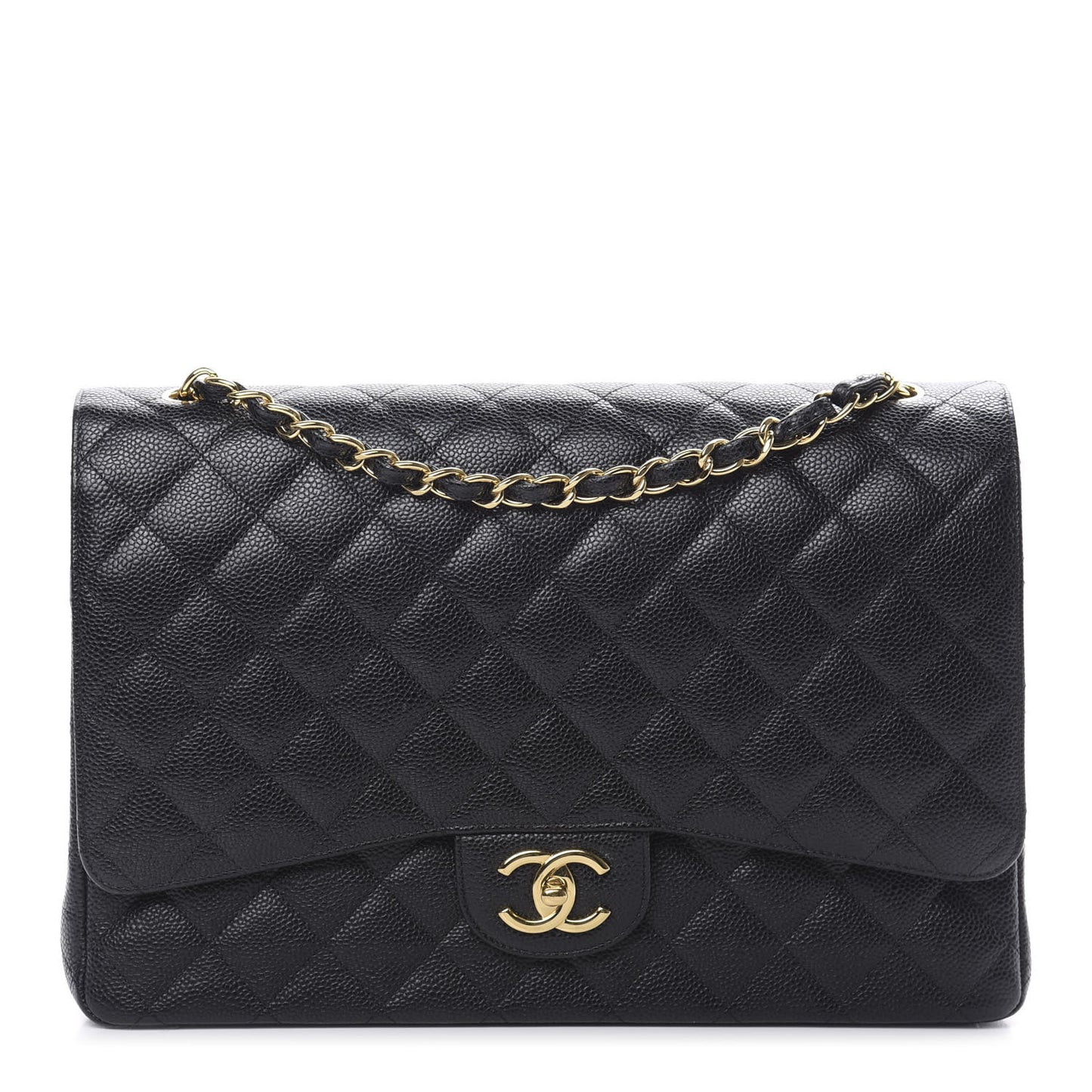Caviar Quilted Maxi Double Flap Black