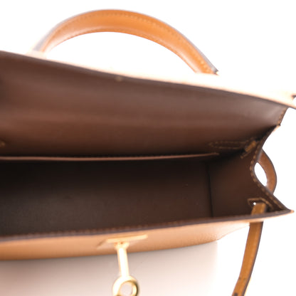 Hermes Chevre Mysore Verso Mini Kelly Sellier 20 Caramel Cacao 5 of 10