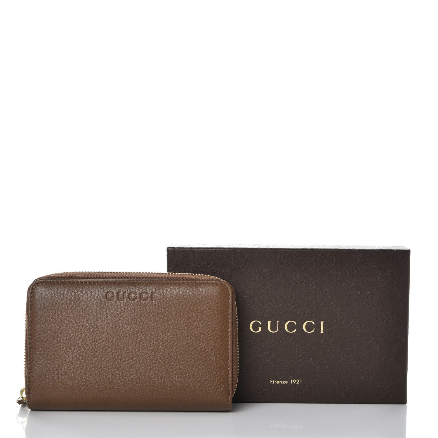 Gucci Pebbled Calfskin Zip Around Wallet Maple Brown 9 of 9