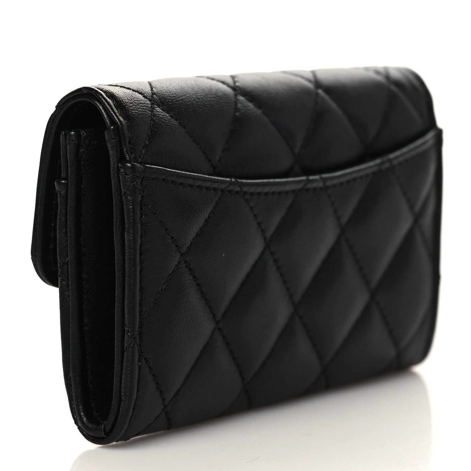 Chanel Lambskin Quilted Flap Card Holder Wallet Black 3 of 9