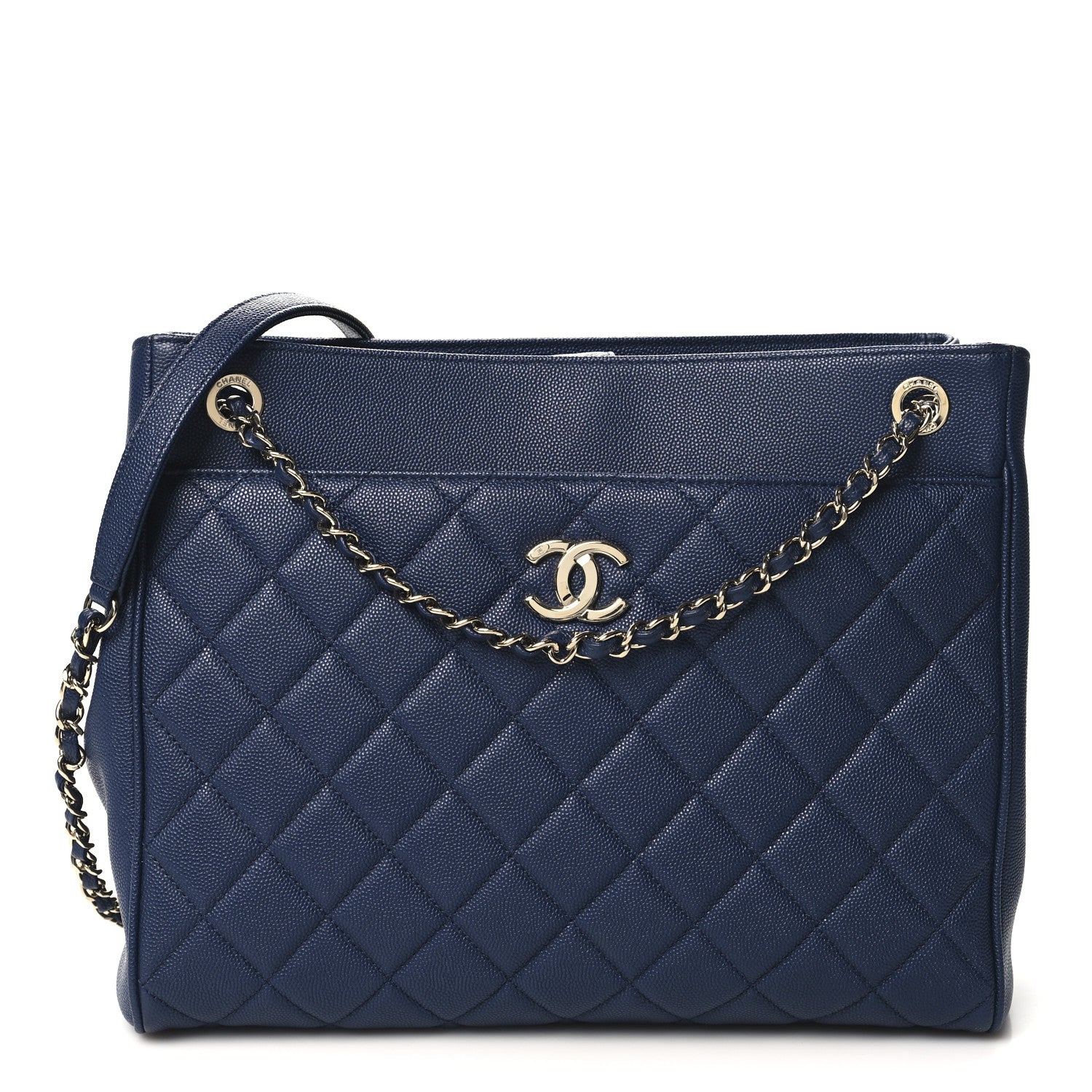 Chanel Caviar Quilted In Out Flap Shopping Tote Navy 1 of 10