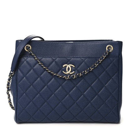 Chanel Caviar Quilted In Out Flap Shopping Tote Navy 1 of 10