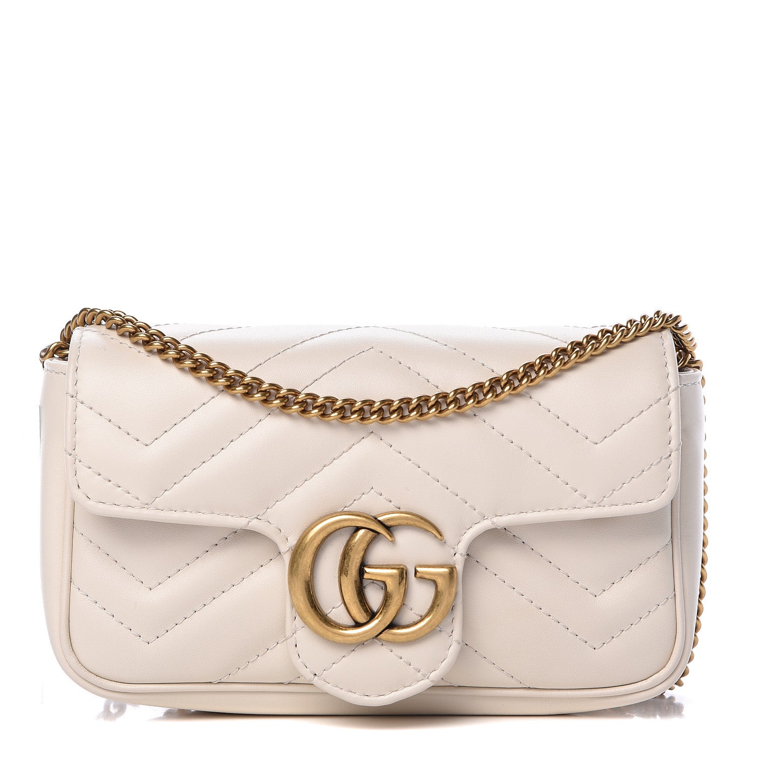 Gucci Calfskin Matelasse Super Mini GG Marmont Shoulder Bag White 1 of 13