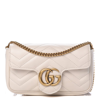 Gucci Calfskin Matelasse Super Mini GG Marmont Shoulder Bag White 1 of 13