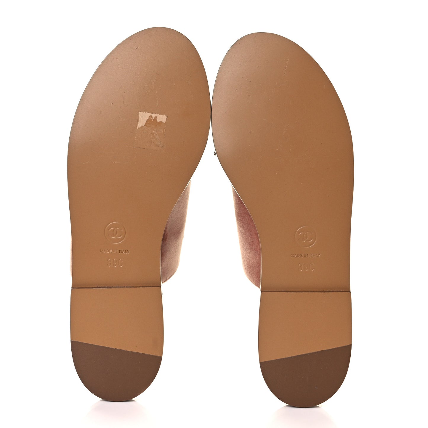 Velvet Chain Mule Sandals 39 Beige