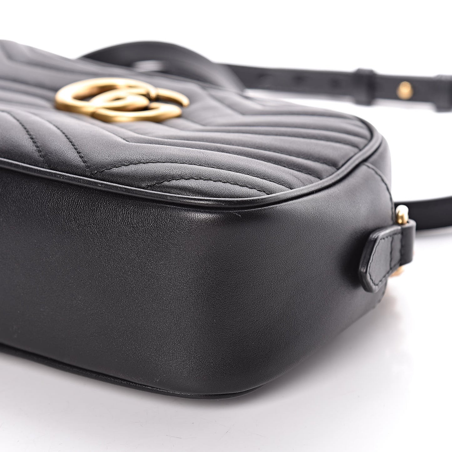 Calfskin Matelasse Small GG Marmont Chain Shoulder Bag Black