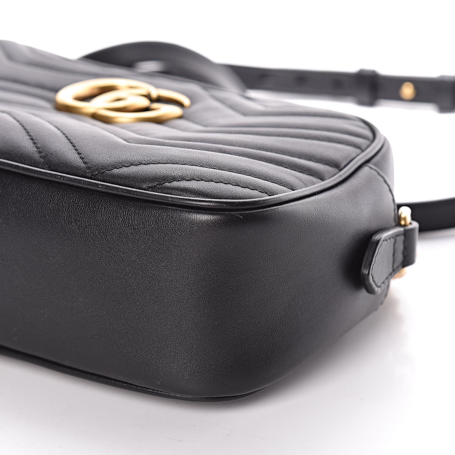 Gucci Calfskin Matelasse Small GG Marmont Chain Shoulder Bag Black 9 of 10