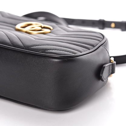 Gucci Calfskin Matelasse Small GG Marmont Chain Shoulder Bag Black 9 of 10