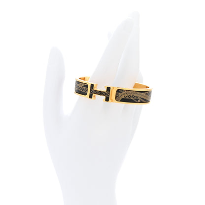 Hermes Enamel Printed Jour de Casting Narrow Clic Clac H Bracelet PM Jaune Or Black 2 of 4