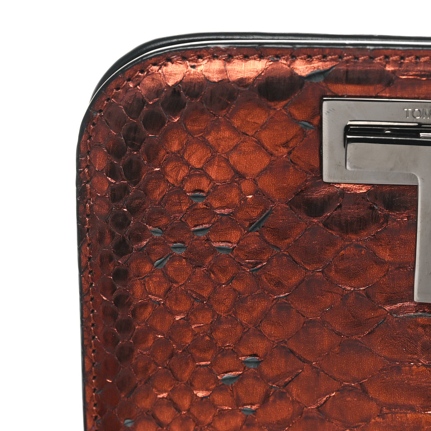 Tom Ford Snakeskin Small Cosmo T Lock Chain Bag Rust 10 of 10
