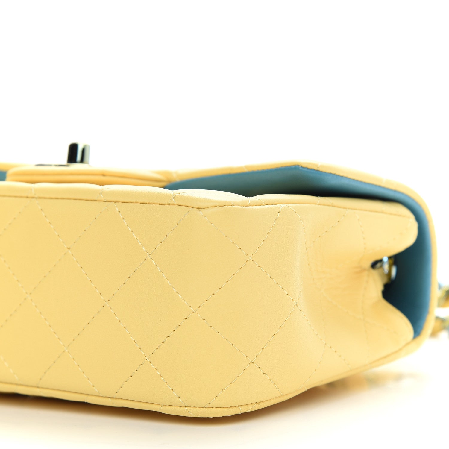 Chanel Lambskin Quilted Mini Rectangular Flap Yellow Blue 9 of 9
