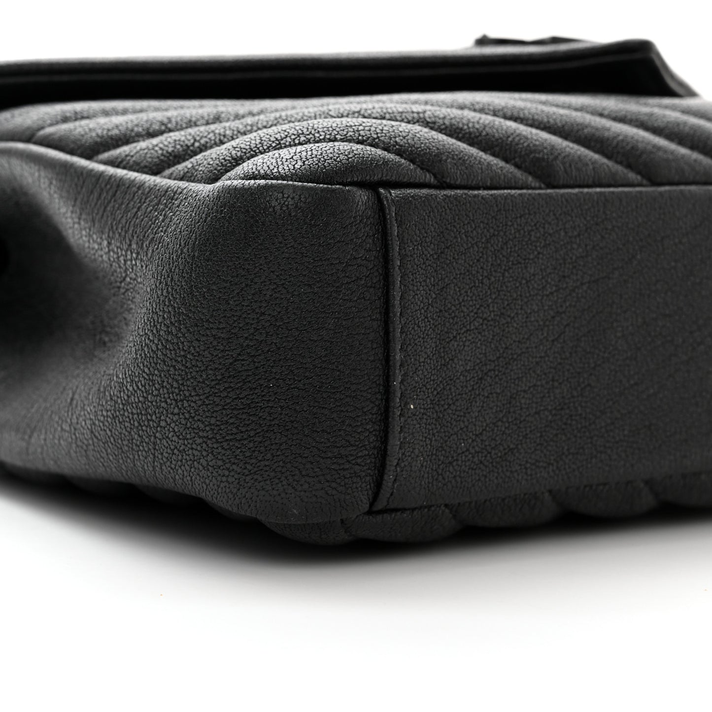Sheepskin Matelasse Chevron Monogram Monochrome Medium College Bag Black