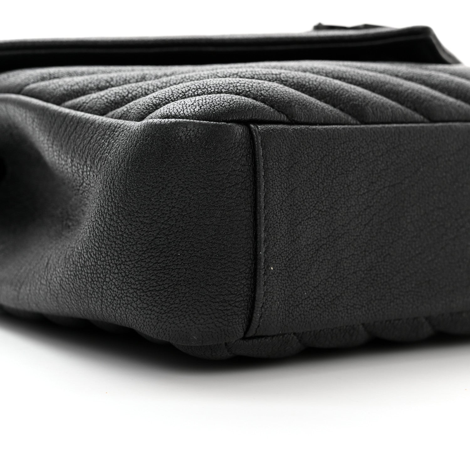 Saint Laurent Sheepskin Matelasse Chevron Monogram Monochrome Medium College Bag Black 10 of 12