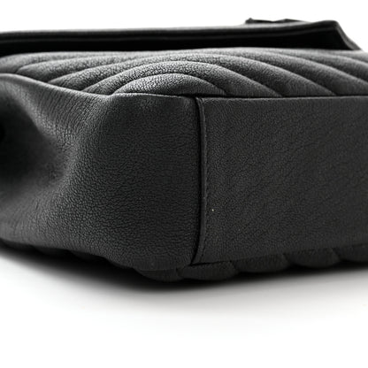 Saint Laurent Sheepskin Matelasse Chevron Monogram Monochrome Medium College Bag Black 10 of 12