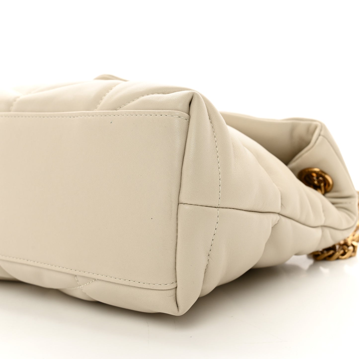 Lambskin Quilted Small Loulou Puffer Monogram Chain Satchel Crema Soft