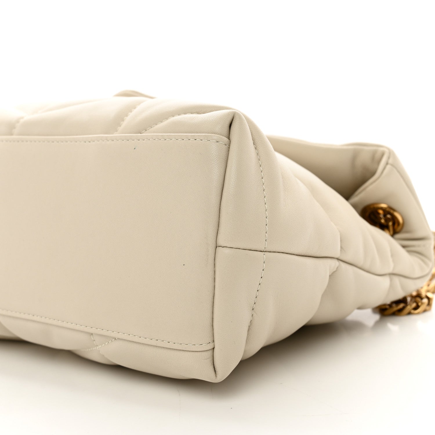 Saint Laurent Lambskin Quilted Small Loulou Puffer Monogram Chain Satchel Crema Soft 10 of 10