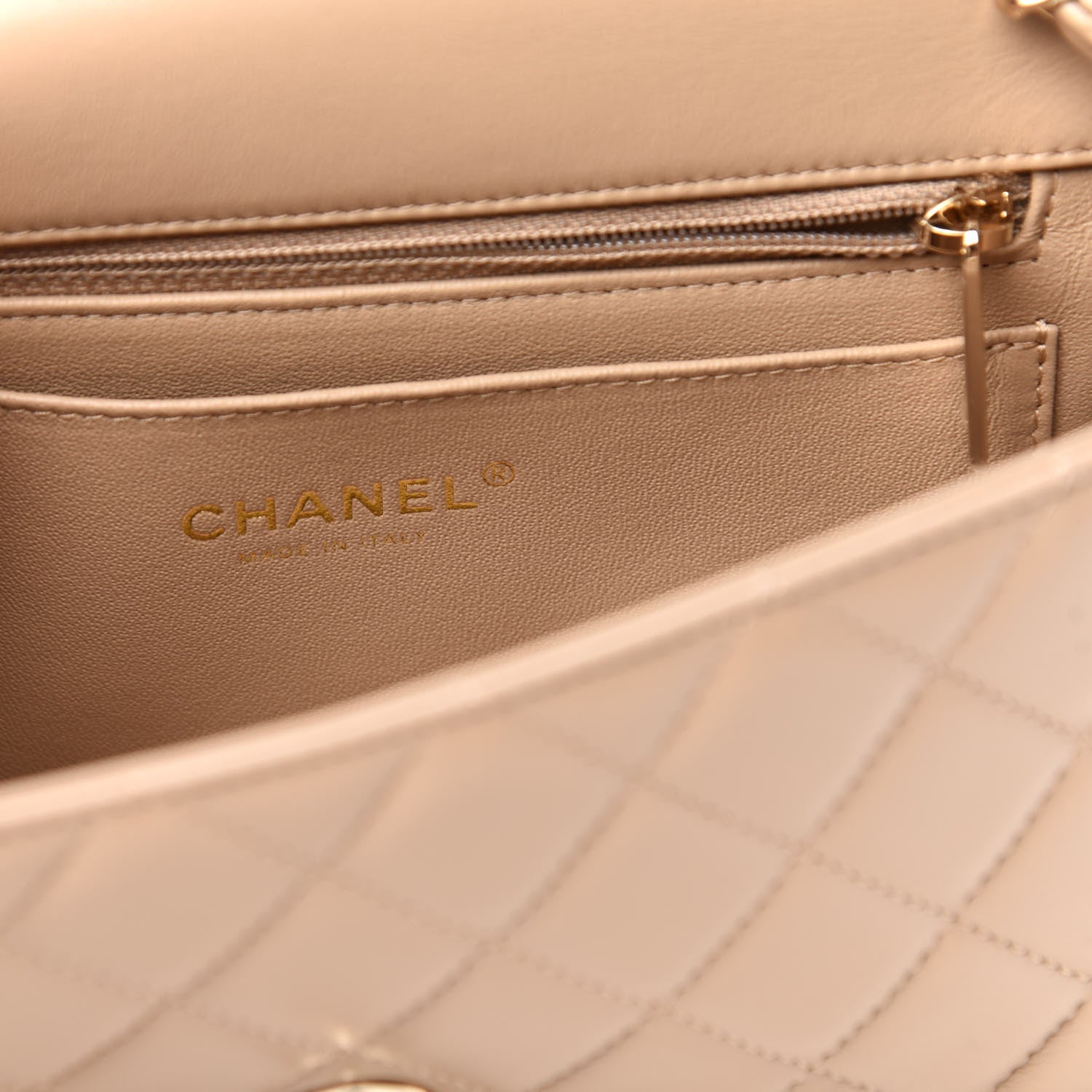 Chanel Lambskin Quilted Mini Rectangular Flap Dark Beige 5 of 11