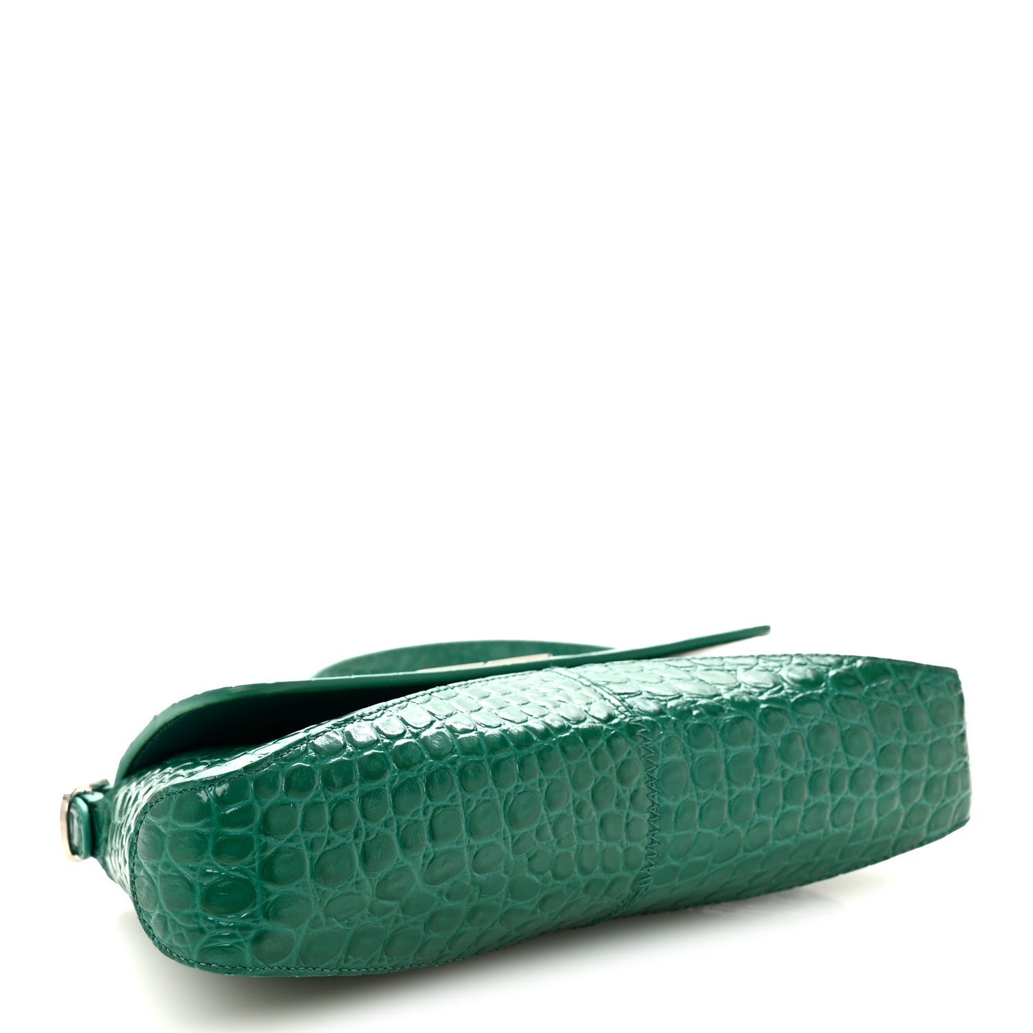 Balenciaga Shiny Super Supple Calfskin Crocodile Embossed Small XX Flap Stretch Bag Jade 4 of 10